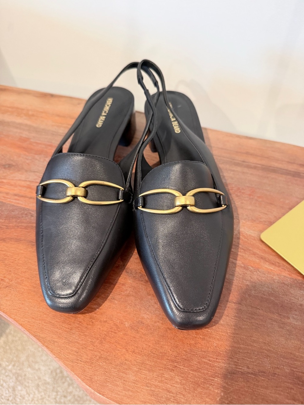 Veronica Beard Black Slingback Loafers with Gold Hardware - Women Shoes - Picture 3 of 6
